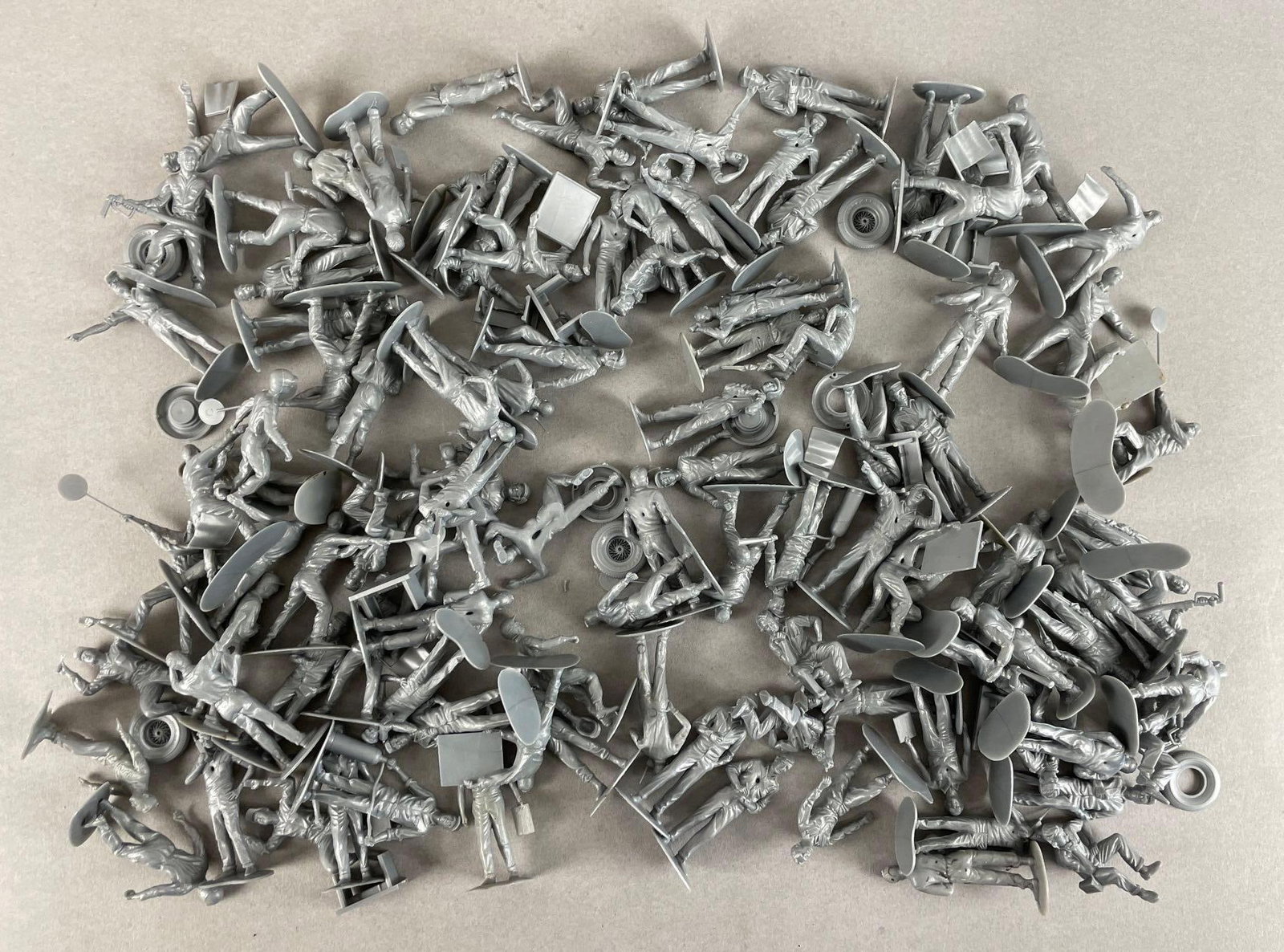 Group of Approximately 100 Monogram Plastic Figures: 2 1/4 inch workers