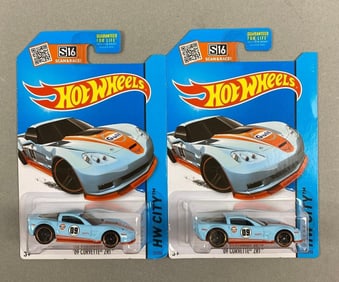 Group of 2 Mattel Hot Wheels HW City 09 Corvette ZR1 Die-Cast Cars