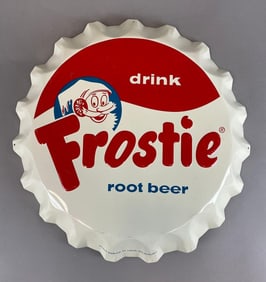 Vintage Frostie Root Beer Bottlecap Metal Advertising Sign