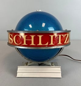 1961 Schlitz Beer Rotating Globe Light-Up Advertising Topper