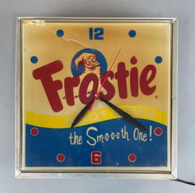 Vintage Frostie Root Beer Light-Up Advertising Clock