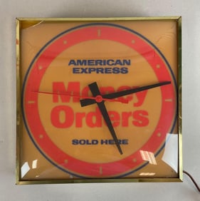 American Express Money Orders Light-Up Advertising Clock