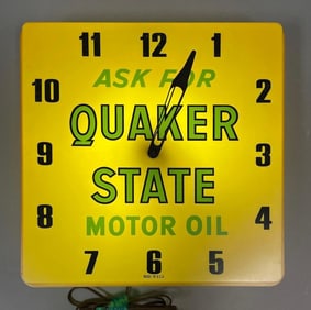 Quaker State Motor Oil Light-Up Advertising Clock