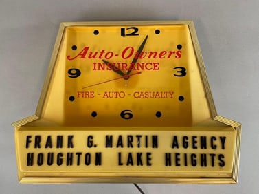 Auto-Owners Insurance Light-Up Advertising Clock