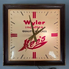 Wyler Incaflex Quality Watches Light-Up Advertising Clock