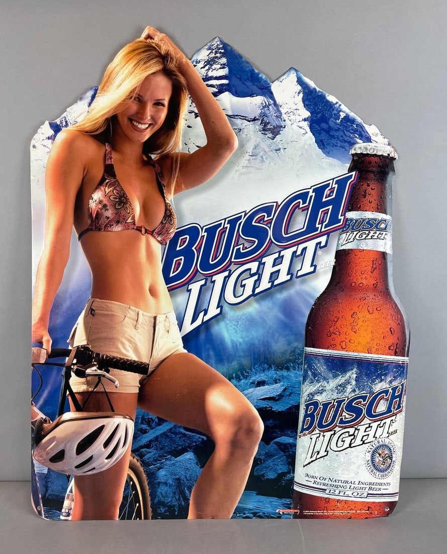 Busch Light Beer Mountain Biking Metal Advertising Sign (1 of 2)