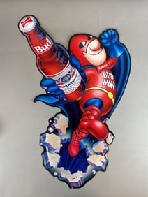 Budweiser Bud Man Metal Beer Advertising Sign