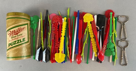 Group of Advertising Swizzle Sticks and More