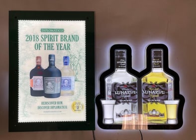 Group of 2 Alcohol Light-Up Advertising Signs