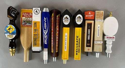 Group of Beer Advertising Tap Handles
