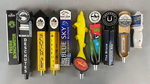 Group of Craft Beer Advertising Tap Handles