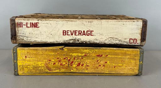 Group of 2 Vintage Wood Advertising Bottle Crates