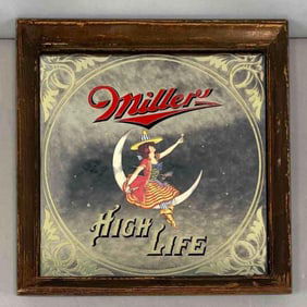 1979 Miller High Life Girl on the Moon Beer Advertising Mirror