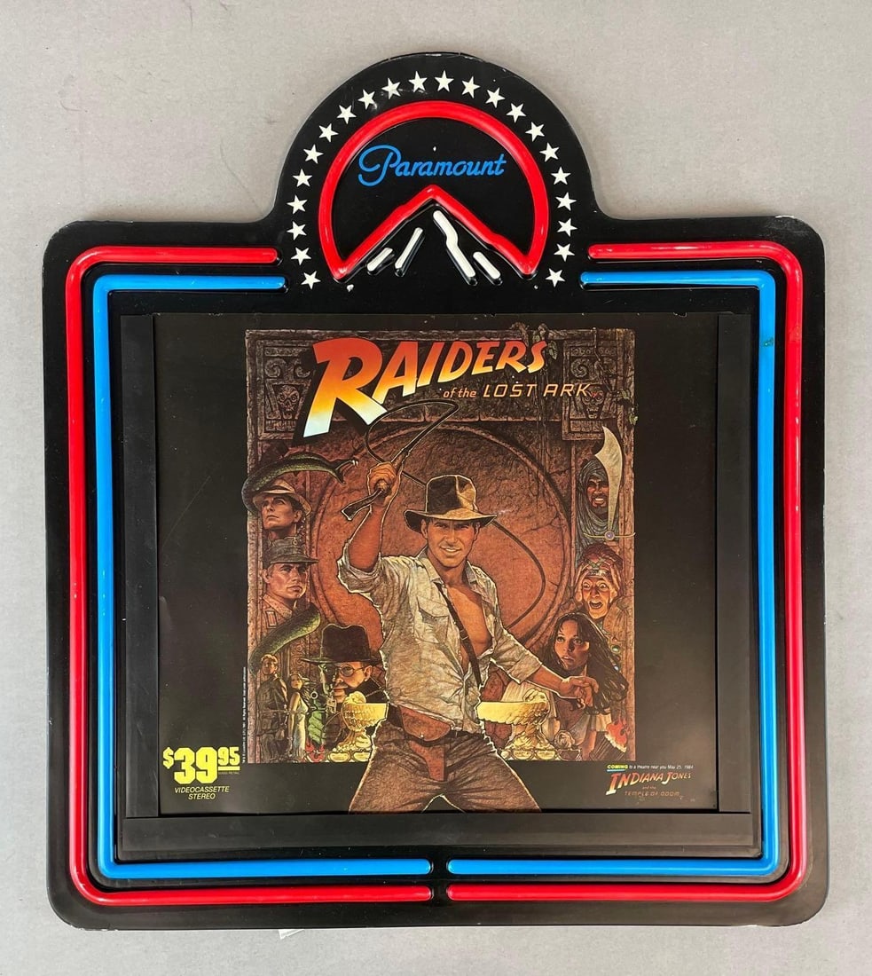 1984 Paramount Raiders of the Lost Ark Video Store Display: Some breaks on edges, measures 25 x 22 1/2 inches