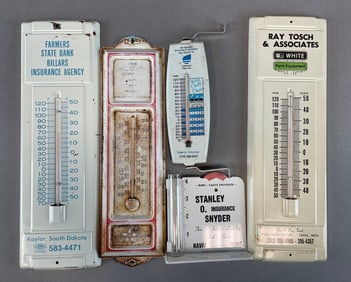 Group of Metal Advertising Thermometers