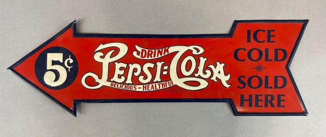Pepsi Cola Metal Arrow Advertising Sign
