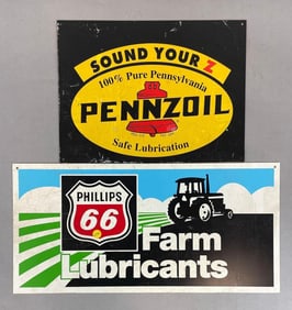 Group of 2 Oil Lubricants Advertising Signs