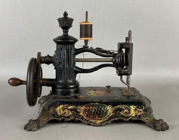 Antique Shaw and Clark Cast Iron Hand-Crank Sewing Machine