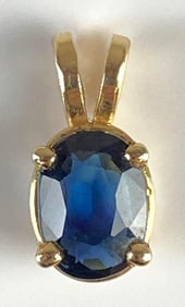 14K Gold Sapphire Necklace Pendant