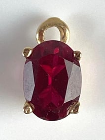 14K Gold Ruby Necklace Pendant