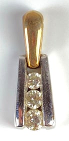 14K Gold and White Gold Diamond Necklace Pendant