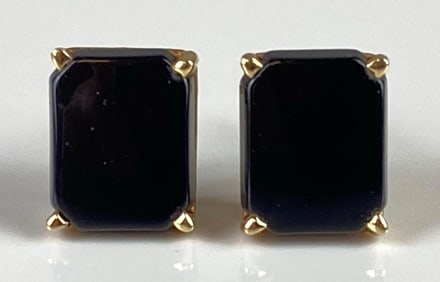 Pair of 14K Gold Garnet Stud Earrings