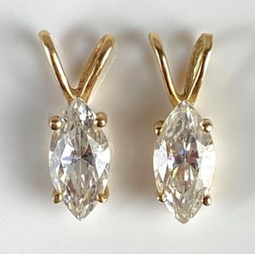Pair of 14K Gold CZ Earring Faces