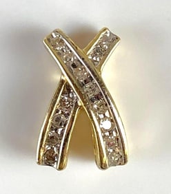 10K Gold Diamond Crossed Necklace Pendant