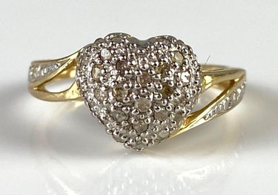 10K Gold Diamond Heart Ring