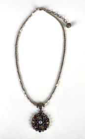 Sterling Silver Multi-Gemstone Pendant Necklace