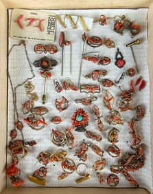 Group of Gold-Filled Red Coral Jewelry and More