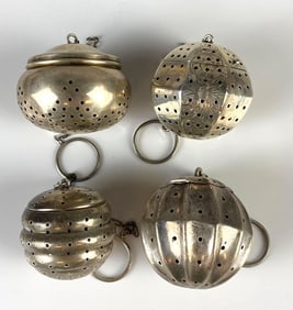 Group of 4 Sterling Silver Tea Strainers