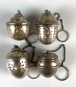 Group of 4 Sterling Silver Tea Strainers