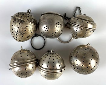 Group of 6 Sterling Silver Tea Strainers