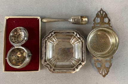 Group of Sterling Silver Tea Strainers and More