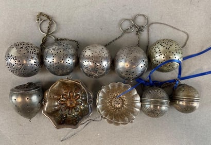Group of Silver Plated Tea Strainers