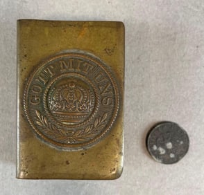 WW1 Imperial German Matchbox Holder and 5 Cent Piece