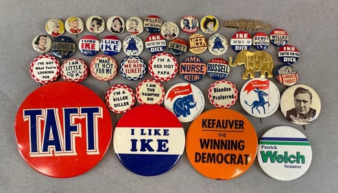 Group of Vintage Political Buttons and More