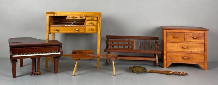 Group of Miniature Wood Doll Furniture