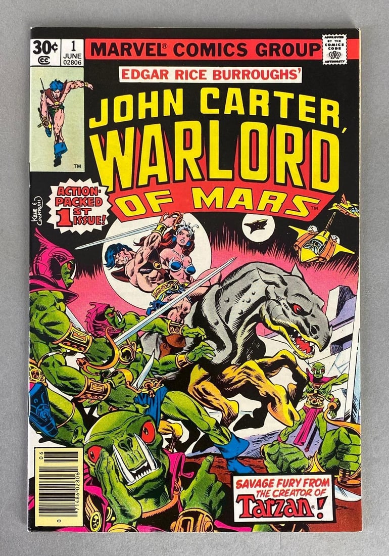 Marvel Comics John Carter Warlord of Mars No. 1: June 1977, Bronze Age, $.30, Bagged and boarded.