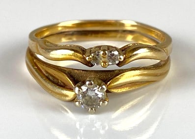 14K Gold Diamond Wedding Ring Set