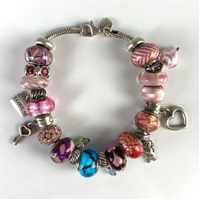 Sterling Silver Beaded Charm Bracelet