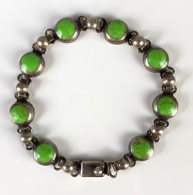 Sterling Silver Green Stone Bracelet