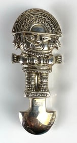 Peruvian Sterling Silver Tumi Ceremonial Knife Styled Decor