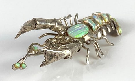 Sterling Silver Mother of Pearl Crawfish Pin