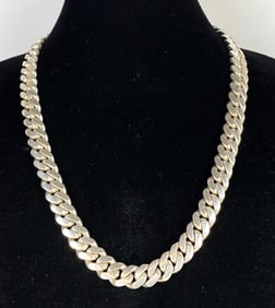 Sterling Silver Heavy Curb Link Chain Necklace