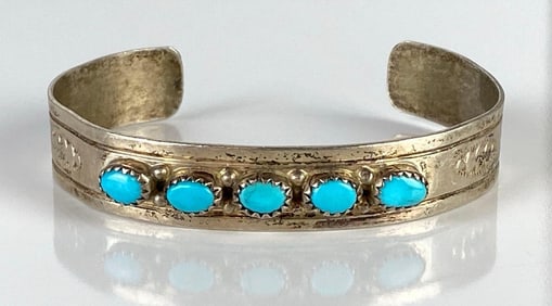 Sterling Silver Southwestern Turquoise Bangle Bracelet