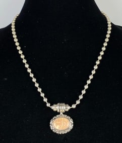 Sterling Silver Mother of Pearl Beaded Pendant Necklace