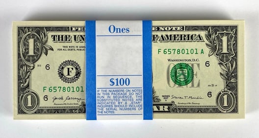 Group of 100 2017 US Mint $1 Consecutive Serial Numbered Bills