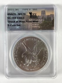 ANACS Graded 2021-W US $1 Silver Eagle Type II 1oz Fine Silver Coin MS70